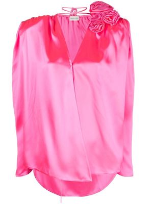 Magda Butrym flower appliqué silk blouse - Pink