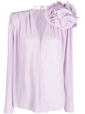 Magda Butrym flower brooch blouse - Purple