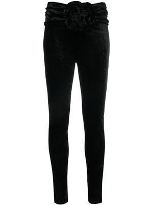 Magda Butrym flower-detail velvet leggings - Black