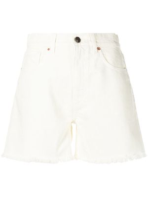 Magda Butrym frayed high-waist denim shorts - White