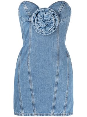 Magda Butrym gathered-appliqué denim dress - Blue