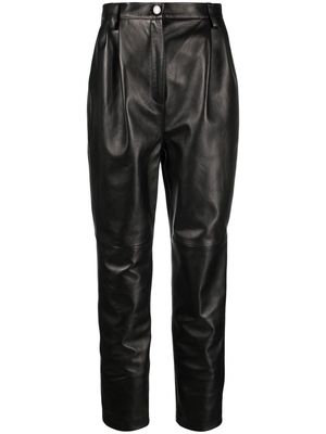 Magda Butrym high-waisted tapered leather trousers - Black