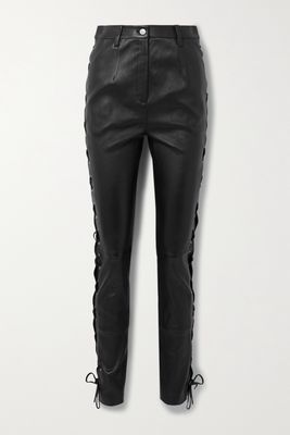 Magda Butrym - Lace-up Leather Skinny Pants - Black