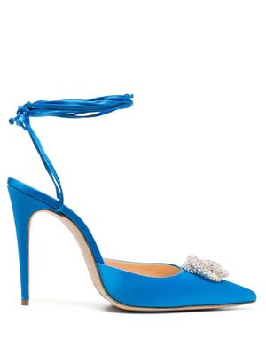 Magda Butrym pointed-toe satin 110mm heel pumps - Blue