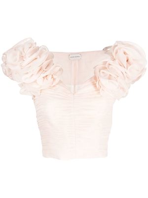 Magda Butrym puff-sleeve cropped top - Pink