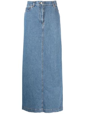 Magda Butrym rear-slit denim maxi skirt - Blue
