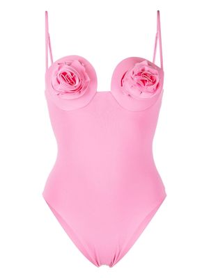 Magda Butrym rose-appliqué balconette swimsuit - Pink