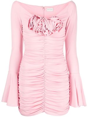 Magda Butrym rose-appliquéd ruched minidress - Pink