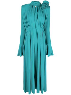 Magda Butrym rose-embellished pleated gown - Blue