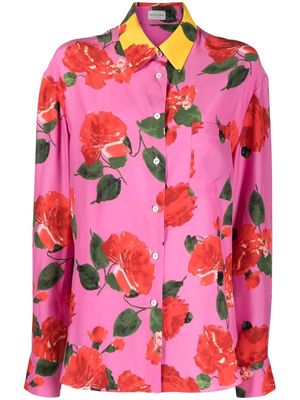 Magda Butrym rose-print silk shirt - Pink