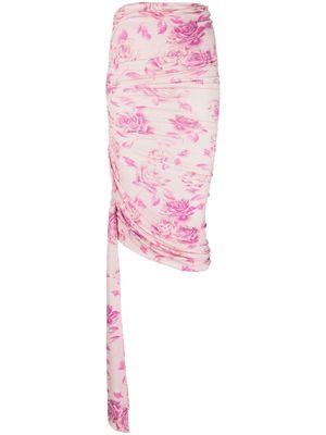 Magda Butrym rose-print strapless ruched minidress - Pink