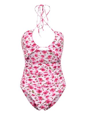 Magda Butrym rose-print swimsuit - Pink