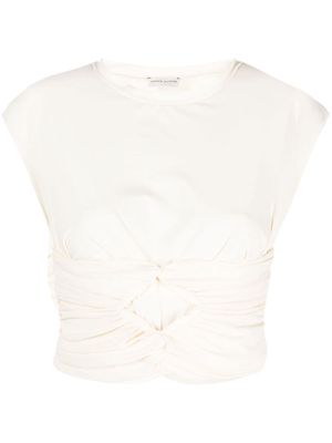 Magda Butrym ruched cropped sleeveless T-shirt - Neutrals