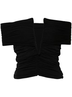 Magda Butrym ruched plunge wrap blouse - Black
