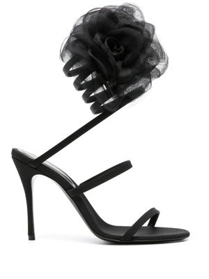 Magda Butrym spiral-bound floral-appliqué sandals - Black