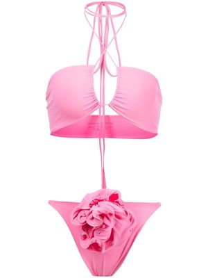 Magda Butrym tie-fastening halterneck bikini top - Pink