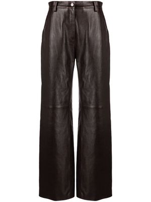 Magda Butrym wide-leg leather trousers - Brown