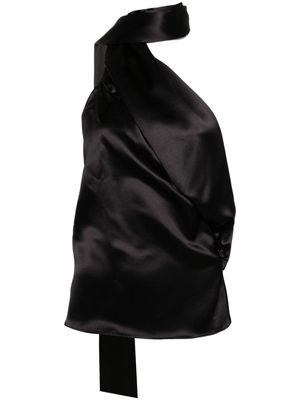 Magda Butrym wrap-neck satin top - Black