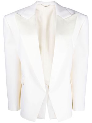 Magda Butrym XL wide-shoulder silk blazer - Neutrals