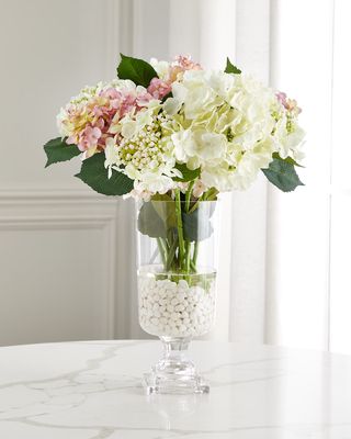 Magenta Garden 22" Faux Floral Arrangement in Footed Glass Vase
