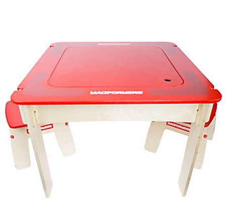 Magformers Red Square Wood Play Table Set