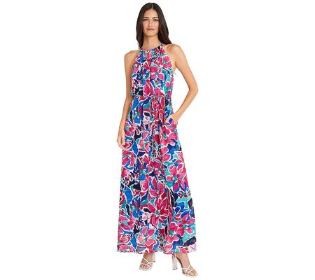 Maggy London Belted Halter Maxi Dress