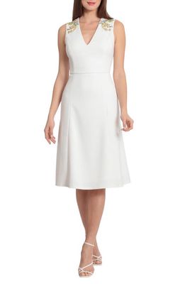 Maggy London Embroidered A-Line Dress in Ivory