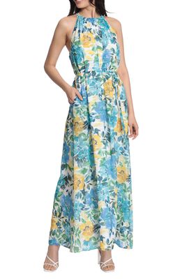 Maggy London Floral Print Maxi Dress in White Multi
