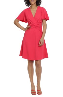 Maggy London Flutter Sleeve Dress in Rose Red