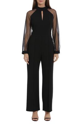 Maggy London Mixed Media Long Sleeve Jumpsuit in Black