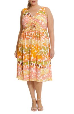 Maggy London Ruched Sleeveless Sundress in Cream/Apricot