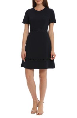 Maggy London Wavy Trim Fit & Flare Dress in Twilight Navy