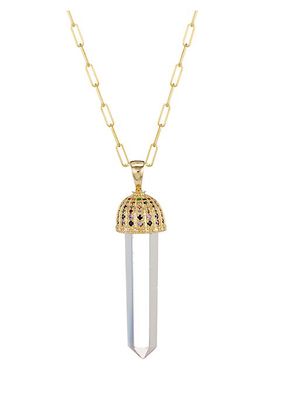 Magic Cupola 14K Yellow Gold, Crystal, & Sapphire Pendant Necklace