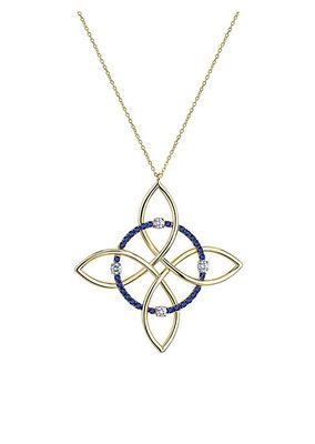 Magic Knot Magnific 14K Yellow Gold, Blue Sapphire & 0.25 TCW Diamond Pendant Necklace