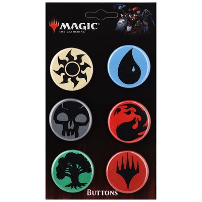 Magic The Gathering 1.25" Mana Symbols Button Set of Six