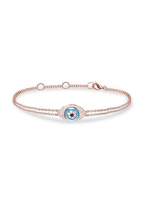 Magic Touch 18K Rose Gold & Diamond Evil Eye Bracelet