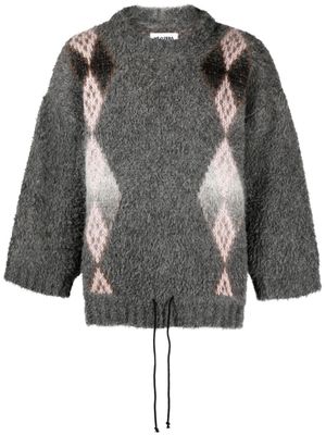 Magliano brushed-effect knitted drawstring jumper - Grey