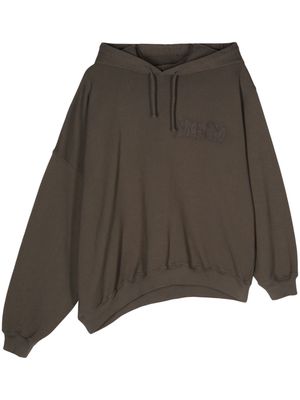 Magliano embroidered-logo asymmetric hoodie - Brown