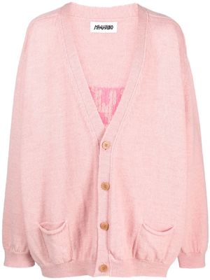 Magliano intarsia-knit logo V-neck cardigan - Pink
