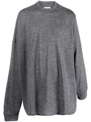 Magliano logo-embroidered stretch-wool T-shirt - Grey
