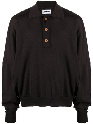 Magliano long-sleeved virgin-wool polo shirt - Brown