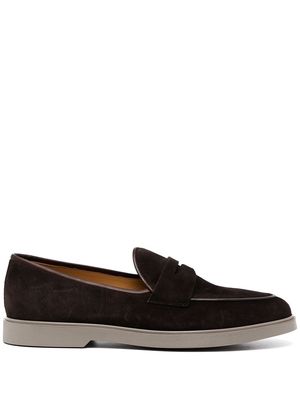 Magnanni cashmere slip-on suede penny loafers - Brown