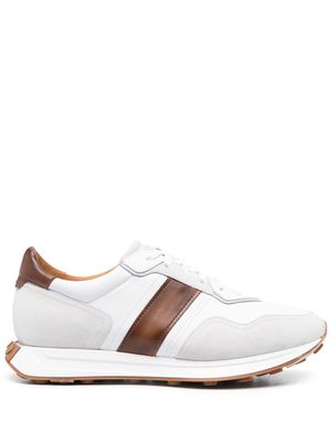 Magnanni panelled suede sneakers - White
