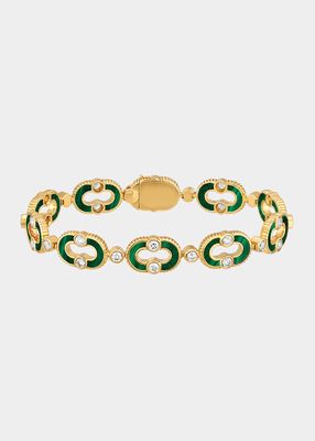 Magnetic Enchaine Malachite Bracelet in 18K Yellow Gold and Diamonds