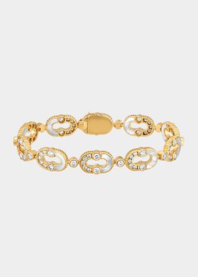 Magnetic Enchainee Semi Bracelet with Mother-of-Pearl, 18K Yellow Gold and Diamonds