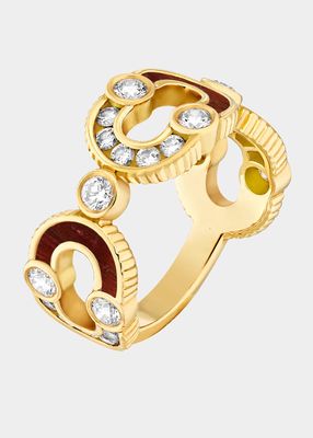 Magnetic Enchianee Semi Bull-Eye Ring in 18K Yellow Gold and Diamonds