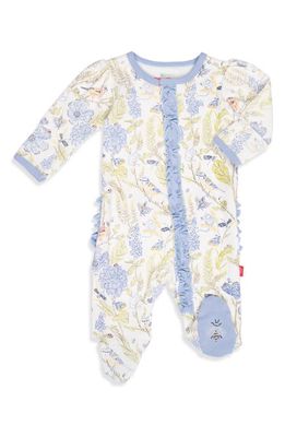 Magnetic Me Blue Blossom Ruffle Organic Cotton Magnetic Footie
