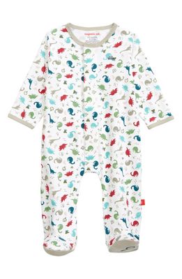 Magnetic Me Dino Expedition Organic Cotton Fitted One-Piece Pajamas in Grey