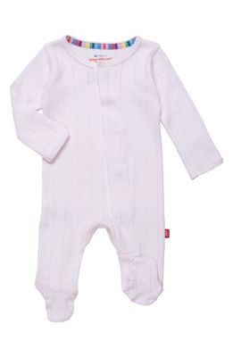 Magnetic Me Love Lines Pointelle Magnetic Organic Cotton Footie in Pink