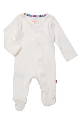 Magnetic Me Love Lines Pointelle Magnetic Organic Cotton Footie in White